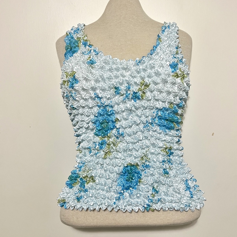 Vintage Floral Popcorn Tank Top OSFM - Picture 2 of 4
